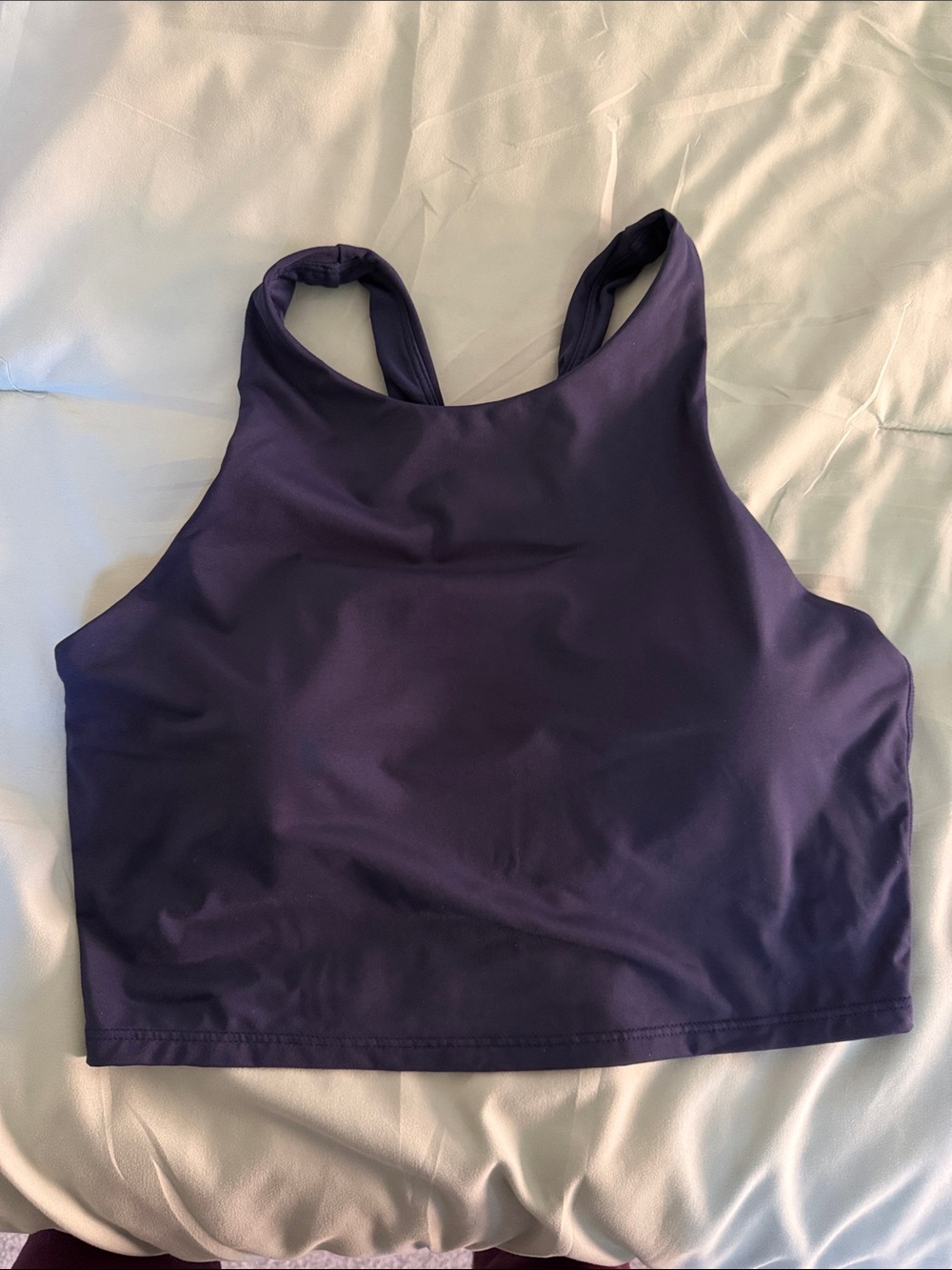 Athleta High-Neck Swim Crop Top in Deep Purple f30